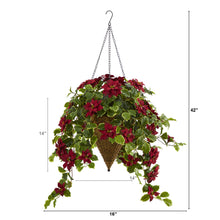 3.5퀁Íí€äó_í‰äóÁí€äó_퉌¢ Poinsettia and Variegated Holly Artificial Plant in Hanging Cone Basket (Real Touch)