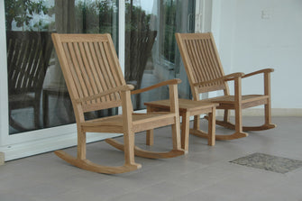Raw Teak 3-Pieces Rocking Set with Side Table, 43 H x 26 W x 35 L, Arrives In 5 - 9 Working Days