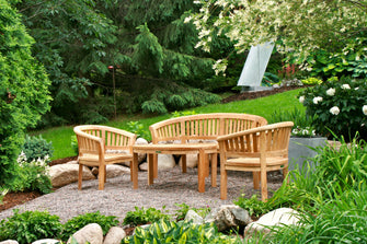 Rugged 4-Piece Bench Set, Curve Design Crafted In Thick Teak, Sanded Smooth To Natural Form, Arrives Free In 5 - 9 Working Days.