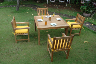 Windsor Classic 5-Piece Dining Set, Crafted In Solid Teak & Sanded Smooth To Original Form, Arrives In 5 - 9 Working Days.