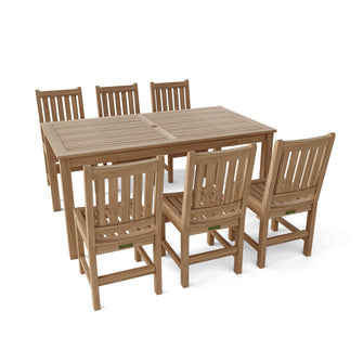Masterfully Crated 7-Piece Dining Set In Teak, Arrives In 5-9 Days For Easy Assembly.