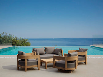 Divine 5-Piece Love Seat Set in Teak, Deep Seats Rests Your Mind, Body & Spirit, Arrives Fully Assembled (except coffee table).