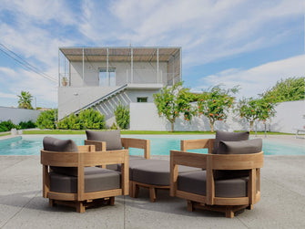 Memorable 6-Piece Arm-Chair Set in Teak, Arrives Fully Assembled (except coffee table) - 360Ìâå¡ Deep Swivel Seats Allows To Bask In Comfort.