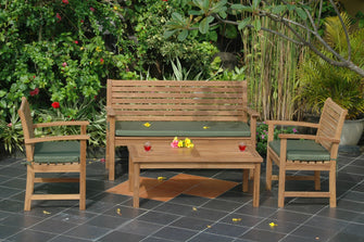 Raw Teak 4-Piece Conversation Set, 36 H x 59 W x 26 L, Water-base Seal For Protection, Arrives In 5 - 9 Working Days.