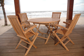 Foldable 5-Piece Dining Set, Crafted In Teak & Delivered Free For Easily Assembly.