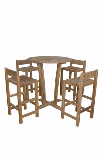 Descanso Sedona 5-Pieces Bar Set, Crafted In Solid Teak & Sanded Smooth To Natural Form, Arrives Free In 5 - 9 Working Days.