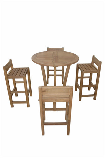 Descanso Sedona 5-Pieces Bar Set, Crafted In Solid Teak & Sanded Smooth To Natural Form, Arrives Free In 5 - 9 Working Days.