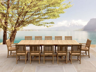 Look At This Stunning 13-Piece Teak Dining Set, Perfect For Memorable Occasions With Friends & Family.