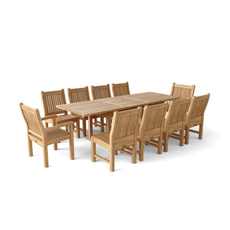 Masterfully Crafted 11-Piece Dining Set In Teak, Seats 8 With Butterfly Extension 10 People, Perfect For Memorable Occasions With Friends & Family.