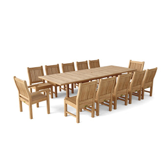 Expertly Crafted Valencia 13-Piece Teak Dining Set, Perfect For Toast-Worthy Occasions With Friends & Family, Seats 10 - 12 People.
