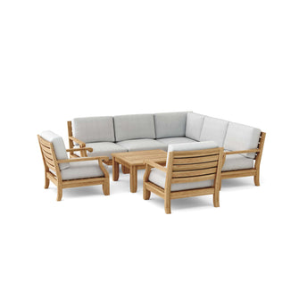 Tailored 8-Pieces Sectional Masterfully Crafted In Teak, Seats 6, Perfect For Toast-Worthy Occasions With Friends & Family.