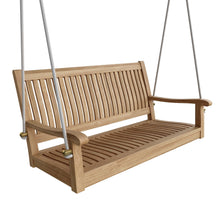 Del-Amo 48" Straight Swing Bench, 24 H x48 W x 26 D, Crafted From Premium Teak, Includes 25 Foot White Rope.