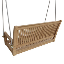 Del-Amo 48" Straight Swing Bench, 24 H x48 W x 26 D, Crafted From Premium Teak, Includes 25 Foot White Rope.
