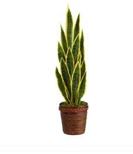 34" Artificial Sansevieria Plant in Basket - Low Maintenance, Life-Like & Vibrant Silk Plants For Busy People.