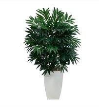 3' Bamboo Palm Artificial Plant in White Metal Planter - Low Maintenance, Life-Like & Vibrant Silk Plants For Busy People.