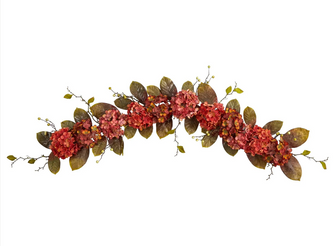 6' Artificial Autumn Hydrangea and Berry Garland - Low Maintenance, Life-Like & Vibrant Silk Plants For Busy People.