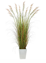 74" Artificial Grass Plant in White Metal Planter - Low Maintenance, Life-Like & Vibrant Silk Plants For Busy People.