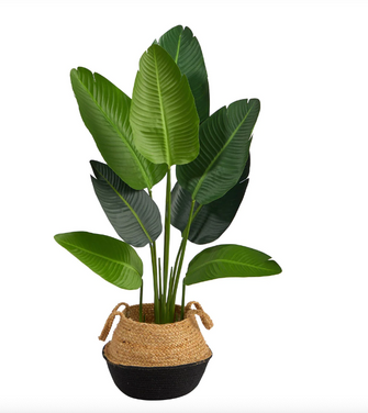 4' Artificial Travelers Palm Tree in Handmade Boho Chic Cotton Planter - Low Maintenance, Life-Like & Vibrant Silk Trees For Busy People.
