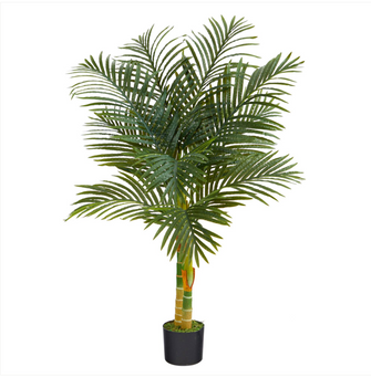4' Artificial Double Stalk Golden Cane Palm Tree - Low Maintenance, Life-Like & Vibrant Silk Trees For Busy People.