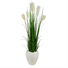4.5' Wheat Plum Grass Artificial Plant in White Planter - Low Maintenance, Life-Like & Vibrant Silk Plants For Busy People.