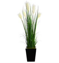 4.5' Artificial Wheat Plum Grass Plant in Black Metal Planter - Low Maintenance, Life-Like & Vibrant Silk Plants For Busy People.