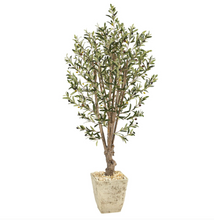 5' Artificial Olive Tree in Country White Planter - Low Maintenance, Life-Like & Vibrant Silk Trees For Busy People.