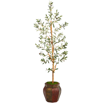 5.5' Artificial Olive Tree in Decorative Planter - Low Maintenance, Life-Like & Vibrant Silk Trees For Busy People.