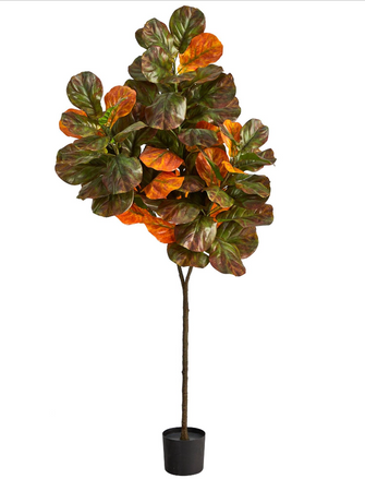 6' Autumn Fiddle Leaf Artificial Tree - Low Maintenance, Life-Like & Vibrant Silk Trees For Busy People.