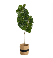 5.5' Artificial Fiddle Leaf Fig Tree in Handmade Natural Cotton Planter - Low Maintenance, Life-Like & Vibrant Silk Trees For Busy People.