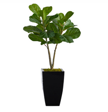 3' Artificial Fiddle Leaf Fig Tree in Black Metal Planter - Low Maintenance, Life-Like & Vibrant Silk Trees For Busy People.