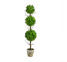 3' Artificial Eucalyptus Triple Ball Topiary Tree - Low Maintenance, Life-Like & Vibrant Silk Trees For Busy People.