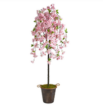 6' Cherry Blossom Artificial Tree in Decorative Metal Pail with Rope - Low Maintenance, Life-Like & Vibrant Silk Trees For Busy People.