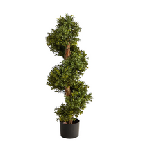 33" Artificial Boxwood Topiary Spiral Tree (Indoor/Outdoor) - Low Maintenance, Life-Like & Vibrant Silk Trees For Busy People.