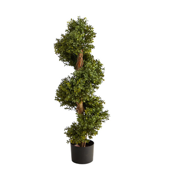 33" Artificial Boxwood Topiary Spiral Tree (Indoor/Outdoor) - Low Maintenance, Life-Like & Vibrant Silk Trees For Busy People.