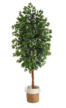 8' Ficus Artificial Tree with Handmade Natural Jute and Cotton Planter - Low Maintenance, Life-Like & Vibrant Silk Trees For Busy People.