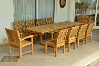 Solid Teak 11-Pieces Rectangle Dining Set, Creates Memorable Moments With Friends & Family, Seats 10 People.