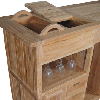 Premium Teak Safari Bar Table, 35 H x 20 W x 67 L, Arrives Fully Assembled In 5-9 Working Days. Perfect For Toast-Worthy Occasions.
