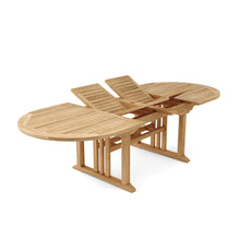 Solid Teak 106" Oval Double Ext Table, Seats 10 - 12 People, 29 H x 43 W x 74/106 L, Delivered Free, Arrives in 5-9 Working Days For Easy Assembly.