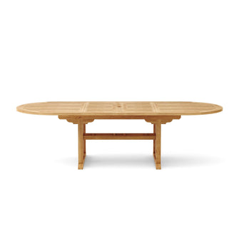 Solid Teak 106" Oval Double Ext Table, Seats 10 - 12 People, 29 H x 43 W x 74/106 L, Delivered Free, Arrives in 5-9 Working Days For Easy Assembly.