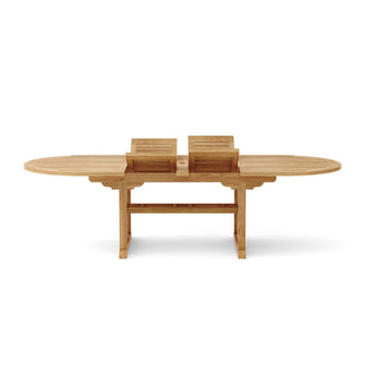 Solid Teak 106" Oval Double Ext Table, Seats 10 - 12 People, 29 H x 43 W x 74/106 L, Delivered Free, Arrives in 5-9 Working Days For Easy Assembly.
