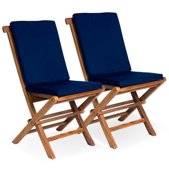 Teak Folding Chair Set - 18"W x 23"D x 36"H - Ships Free Fully Assembled, Ready for Immediate Use
