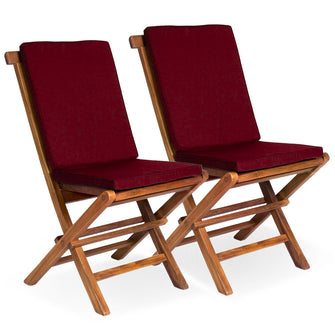 Teak Folding Chair Set - 18"W x 23"D x 36"H - Ships Free Fully Assembled, Ready for Immediate Use