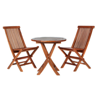 Small 3-Piece Teak Bistro Table Set, Everything Folds For Smart Use Of Space.