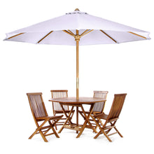 Teak 6-Piece 48"W Octagon Folding Table Set with 10ft Umbrella, Perfect For Toastworth Occasions.