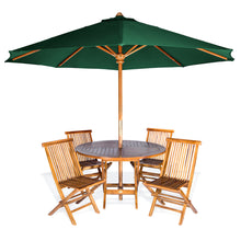 Teak 6-Piece 48"W Round Folding Table Set with Umbrella.