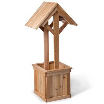 Cedar Wishing Well Planter Box - Handcrafted In Canada With Rot Resistant, Untreated, Western Red Cedar.