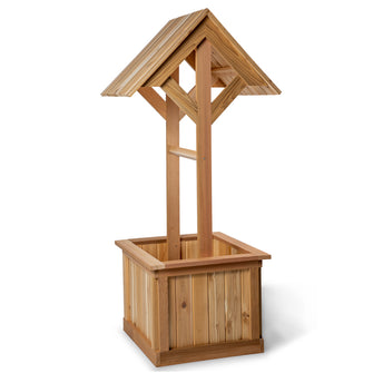 Cedar Wishing Well Planter Box - Handcrafted In Canada With Rot Resistant, Untreated, Western Red Cedar.