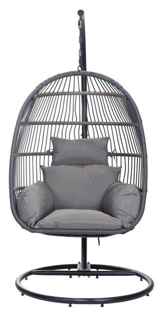 Bilbao Hanging Chair - Ships In 24 Hours, Finished In Powder Coated Aluminium & Synthetic Rattan, Perfect For Lazy Afternoons.