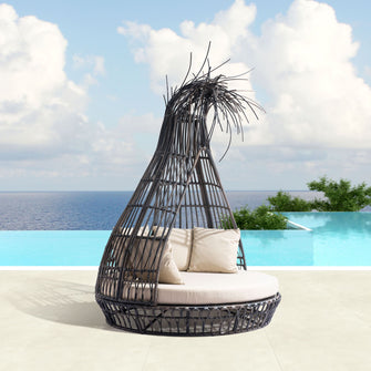 A Unique Tangalle Daybed, Includes All Cushions & Pillows, Brings A Modern Classic Aesthetic To Your Patio.
