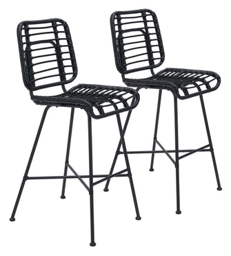 2 x Murcia Bar Chair Black Finished In Powder Coated Aluminium, Ships In 24 Hours.